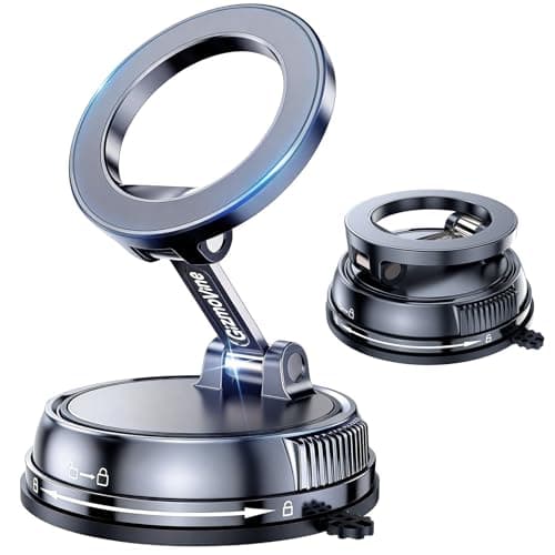 Soporte Movil Coche [2026 Ventosa Potente], [22X N55 Imanes] 360° Rotación, Gancho Metálico, Soporte Magnetico Móvil con Anillo de Metal para Rejilla del Aire para iPhone 17 16 15 14, Otro Smartphone
