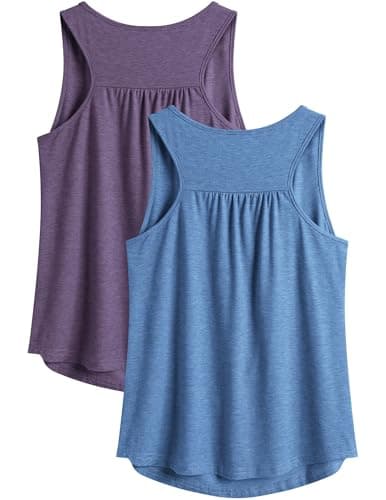 PINSPARK Camiseta Deportiva Sin Mangas para Mujer, Camisetas Sin Mangas para Entrenamiento, Espalda Cruzada, Camisetas Ligeras, Camiseta para Correr De Verano, Paquete de 2