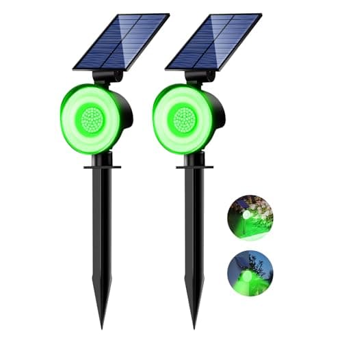 nipify 2 Piezas Luces Solares LED Exterior Jardin, [53 LED/3 Modos] Focos Led Exterior Solares Potente, Impermeable Luz Solar Jardin para Caminos, Patio, Terraza (Verde)