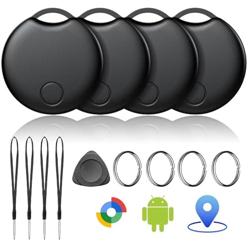 Air Tag Android Smart Tag Localizador Compatible con Google Find Hub (sólo Android), rastreador Bluetooth para Llaves, Cartera, Bicicleta y Maleta, con batería Intercambiable, Pack de 4