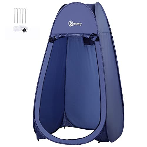 Outsunny Tienda de Ducha Pop Up Tienda de Campaña Instantánea con Protección UV Techo Impermeable y Asa para Camping Ciclismo Baño Ducha Playa 100x100x185 cm Azul Turquí