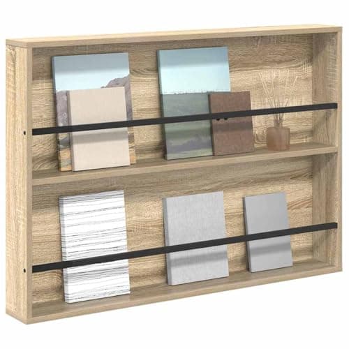 vidaXL Estante de revistas con Estante Roble Sonoma 100 x 12 x 70 cm, Sala de Estar, Rectangular, Estante Moderno, Estante de revistas Duradero, Almacenamiento en la Pared, decoración contemporánea,