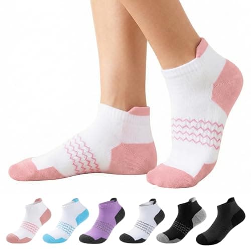 Briyat Calcetines Tobilleros 39-42/35-38 Mujer 6 Pares Calcetine Cortos Mujer Algodón Deportes Transpirable Anti-ampollas Señoras Running Calcetines