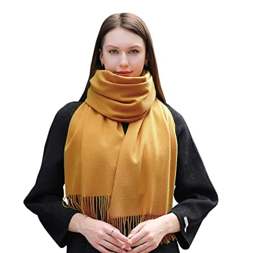 MASADA Bufanda de invierno para mujer cálida y suave XXL 200 x 70 cm - Ocre amarillo