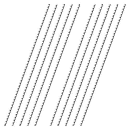 OFFCUP 10pcs Varillas Redondas de Acero Inoxidable, 1.5 x 300mm Varillas Eje Sólidas, Varillas de Acero Inoxidable, para Bricolaje Artesanía Modelo Coche Helicóptero Avión (Plateado Tono)