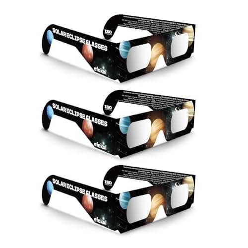 efekol Gafas Eclipse Solar Homologadas - Certificación CE y EN ISO 12312-2 para Observación Segura del Sol - Eclipse Total 12 de Agosto de 2026 (Total en España, Parcial en Europa) (3)