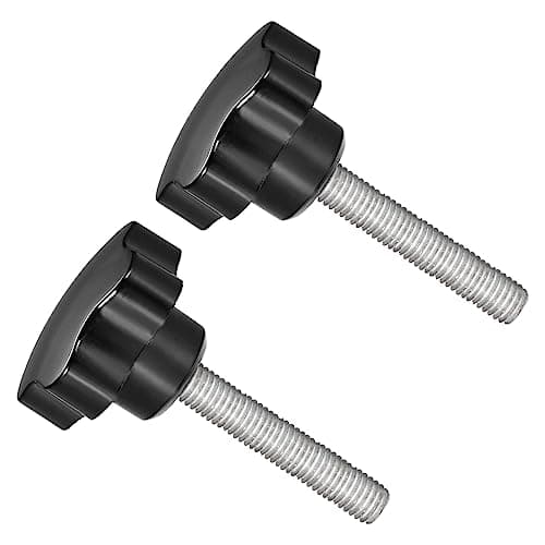 CoCud Perillas Sujeción Estrella M10 X 70 mm Rosca Macho Cabeza 47 mm Plástico Tornillo Pulgar Empuñadura Perillas Manuales Perno Roscado Negro (para Maquinaria Torno) 2Uds