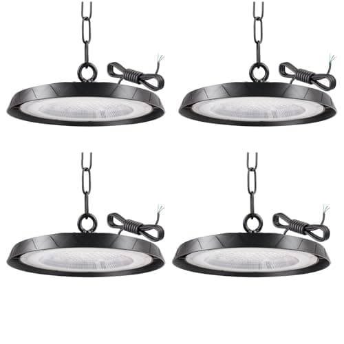 Tayire 300W Naves Industriales LED, 30000LM UFO Lámpara Alta Bahía IP65 Foco LED Taller Lámpara Campana Industrial UFO para Fábricas, Aeropuerto, Patio, Restaurante 4 Pack