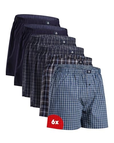 DANISH ENDURANCE Calzoncillos Hombre Boxer de Tela, 100% Algodon Organico Premium, Pack de 4 y 6, Azul/Gris Mixto, M