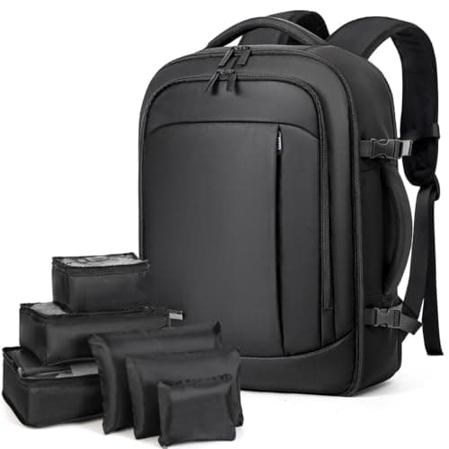 Lekespring Mochila de Viaje para Cabina de Avión 40x20x25 (20L), con Compartimento Húmedo y 6 Bolsas Organizadoras - Negocios y Escuela - Negro
