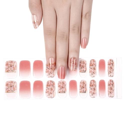 Boloshine Gel Semicurado de Pegatinas, 20Pcs Tiras de Uñas de Gel Pegatinas Esmalte de Uñas, Autoadhesivas Manicura Francesa Uñas Gel Pegatinas UV para Mujeres Niñas - Estilo de Vida Elegante