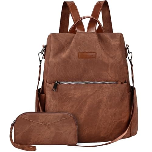 Leathario Mochila Antirrobo de Cuero PU Para Mujer con Multibolsillos, Bolso Multifuncional para Uso Diario como Viaje, Escuela y Universidad