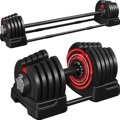 Yaheetech 2 en 1 Mancuernas Ajustables Pesas y Mancuernas Ajuste Rápido de 2 a 40 kg para Casa, Gimnasio Mancuerna & Kettlebell para Fitness