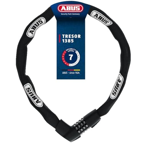 ABUS Cerradura de Cadena Tresor 1385 - Cerradura de combinación de Acero Templado - Cadena Cuadrada de 7 mm de Grosor - Nivel de Seguridad 7-110 cm - Negro
