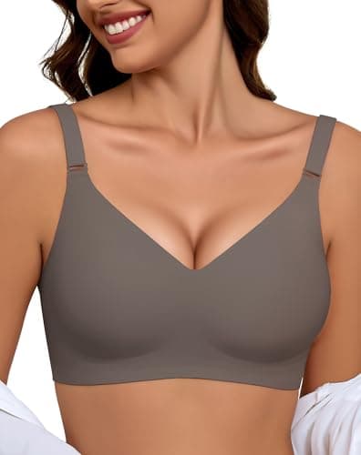 EIISSION Sujetador sin Aros Mujer, Sujetador Reductor Push Up con Relleno Cómodo Sujetadores Mujer sin Aro Sostenes de Mujer Talla Grande Sujetador Invisible Diario Bralette sin Costuras Marrón S