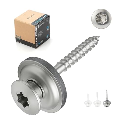 WALCUR Tornillos Spengler ø 4.5 x 45 mm Tornillos de Acero Inoxidable Autoperforantes para Tarimas 100 Piezas Tornillos para Techos a Prueba de Fugas con Arandelas de Goma