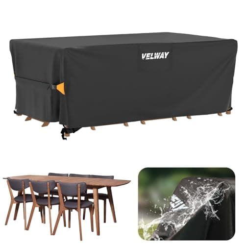 Velway Funda para Muebles de Jardín Impermeable - Funda Mesa Jardin de Exterior Cubierta Protectora a Prueba de Viento para Muebles de Jardín Rectangular (Negro 180x120x74cm)