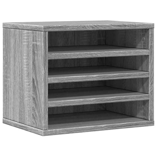 vidaXL Organizador escritorio madera ingeniería gris 36x26x29,5 cm, almacenamiento de escritorio, organizador de papelería, estante de almacenamiento de escritorio