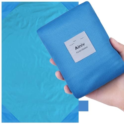 Ainiv Manta de Picnic Ultraligera Impermeable de Poliéster - Mini Bolsillo Portátil Plegable (200x210cm) para Exterior, Viajes, Acampar y Senderismo - Color Azul