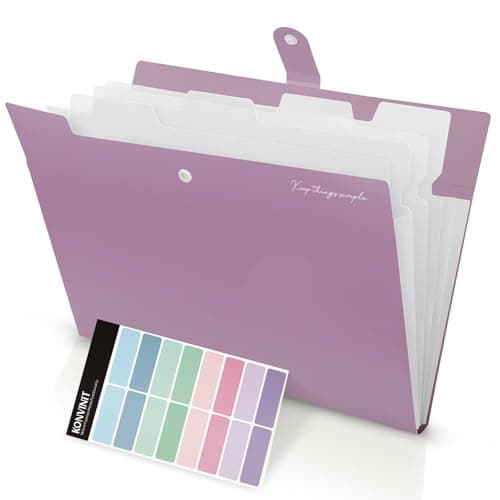 KONVINIT Carpeta de documentos Pocket A4 Organizador, Expansión de archivos con 5 compartimentos Organizer impermeable