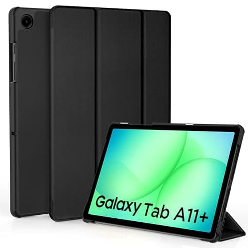 EasyAcc Funda Compatible con Samsung Galaxy Tab A11+ Plus/ A9+ 11 Pulgadas 2025 (SM-X236B/SM-X230)– Ultra Slim PU Protectora Carcasa con Función de Soporte función Atril, Negro