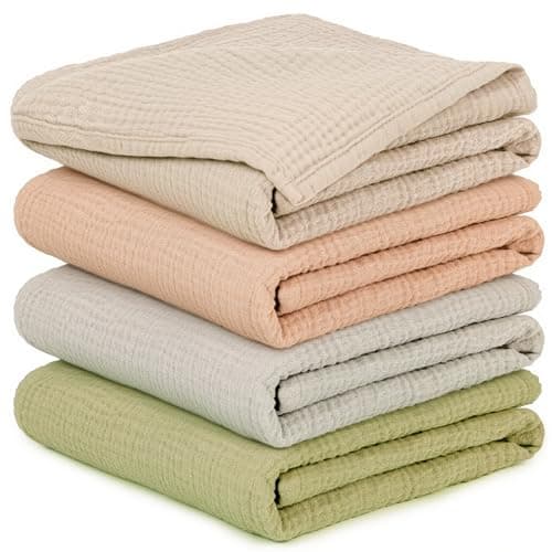 IKWOLETI Muselinas Bebe Algodon 60x60 - Paquete de 4 Muselinas Bebe Algodon Suaves, Absorbentes y Amigables, Recién Nacidos, Ideales para Limpiar y Cubrir (Gris Rosa)