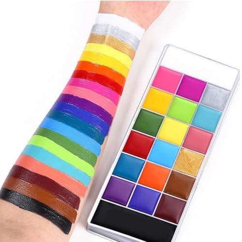 Pintura facial y corporal, 20 colores Pintura al óleo profesional Flash Tattoo Maquillaje Paleta Pintura Arte Fiesta de Halloween Vestido elegante Paleta de belleza