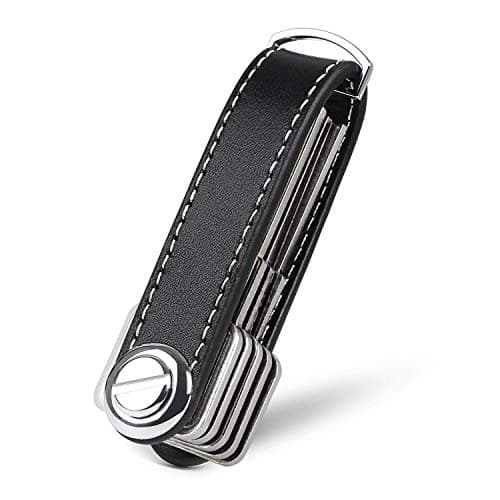 flintronic Organizador de Llaves, Llavero de Cuero Genuino, Titular de la Llave de Bolsillo Inteligente, Sostiene Entre 7 y 9 Teclas Múltiples con un Elegante Estuche para Regalo - Negro