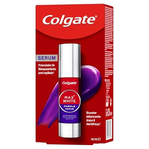 Colgate Max White Sérum Morado 40ml, Blanqueador Dental Instantáneo sin Flúor, Blanquea Instantáneamente, Fórmula de Doble Acción para Corrección del Color y Resultados Blanqueadores Duraderos