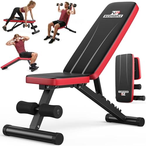 Nicepeople - Banco de pesas ajustable para gimnasio en casa, banco de entrenamiento con capacidad de 300 kg y 8 respaldos para pecho, hombros y brazos, banco de fuerza compacto y plegable para