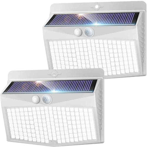 nipify Focos Solares para Exterior,3 Modos / 2 Paquete Luz Solar Exterior con Sensor de Movimiento, Impermeable Luces Solares para Jardín, Garaje, Calle, Patio, Caminos