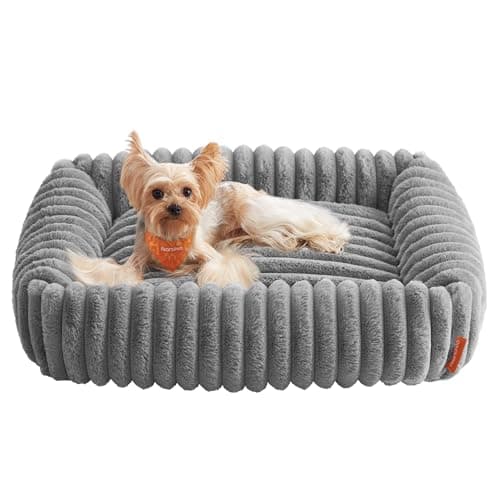 Feandrea Cama para Perros, Cama Ortopédica Mediana, Cojín Lavable, Colchoneta Mullida, Acolchado Suave, 71 x 55 x 18 cm, Gris Paloma PGW311GD01
