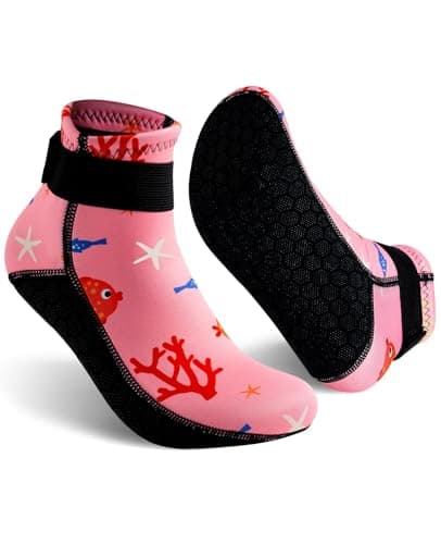 Gogokids - Escarpines de neopreno para niños 3mm, calcetines térmicos con cierre de velcro para niños y niñas, calcetines antideslizantes para natación para voleibol de playa, natación, playa