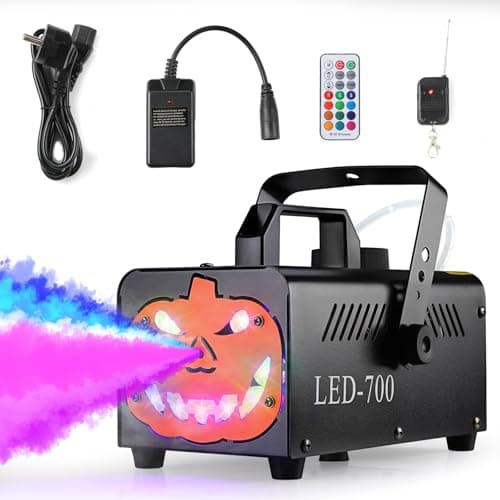 MAMIZO 500W Máquina de Niebla de Halloween, 13 Colores y 9 luces LED, Función de Pulverización Automática, Máquina de Humo con Forma de Cabeza de Calabaza, ideal para Halloween, Navidad y Fiestas