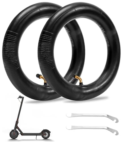 Toaren Cámara de Aire 10 Pulgadas,10x2 Cámaras Aire Reforzadas,10 Pulgadas Neumáticos Interiores con Válvula 45° con 2 Palo de Neumático para Scooter Eléctrico Xiaomi Cámaras Aire para Cochecito Bebé