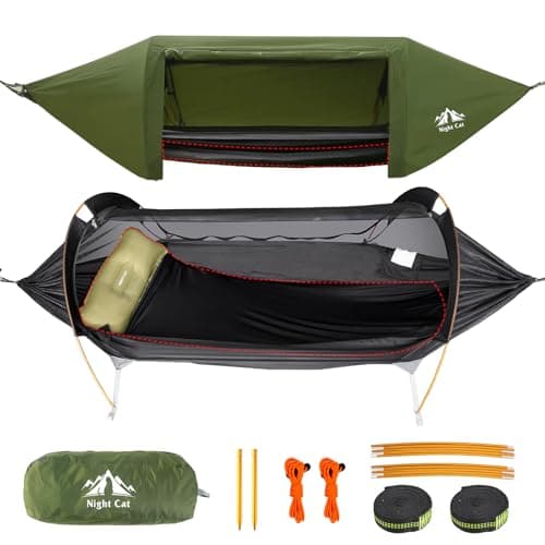 Night Cat Hamaca Tienda con Mosquitera Impermeable Rainfly para 1 Persona Senderismo Camping en Jardín Patio Trasero Wild