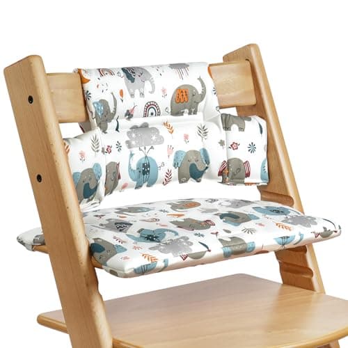 Vicloon Cojín para Trona Compatible con Stokke Tripp Trapp, Funda Trona de Bebe Antideslizantes Universal, con Revestimiento Impermeable, Fácil Limpieza, Suave y Cómodo, Funda de Repuesto (04)
