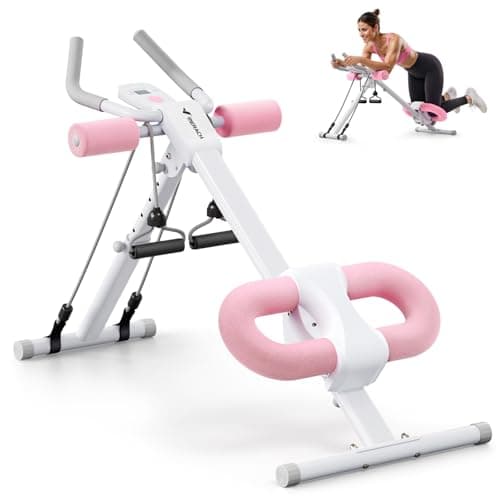 MERACH Entrenador de abdominales, entrenador de músculos abdominales para el hogar, dispositivo de entrenamiento multifuncional para entrenamiento de cuerpo completo, Rosa