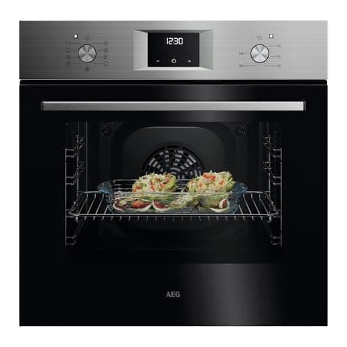 AEG OU5AB21CM – Horno Multifunción Serie 5000 SurroundCook, 65 L, Display LED, 9 Funciones, Limpieza AquaClean, Mandos Escamoteables Inox, Puerta 4 Cristales, Inox Infinity