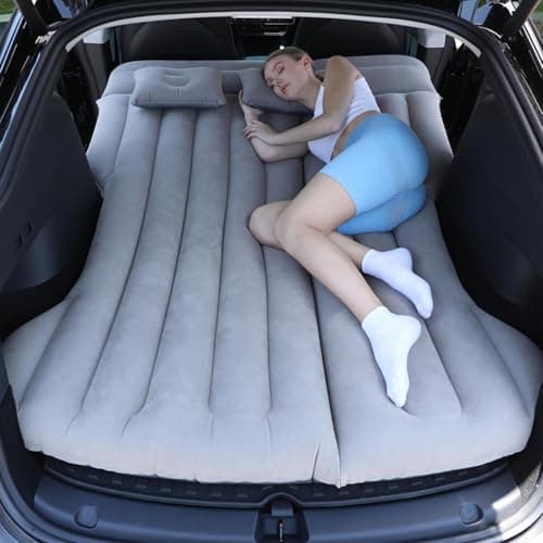 Rainpal SUV Colchón de Coche Inflable con Bomba de Aire y Almohada, Cama de Aire Portátil para Viajes, Camping, Aire Libre, Cama Hinchable Coche, Grueso, Cómodo y Duradero para Maletero (Gris)