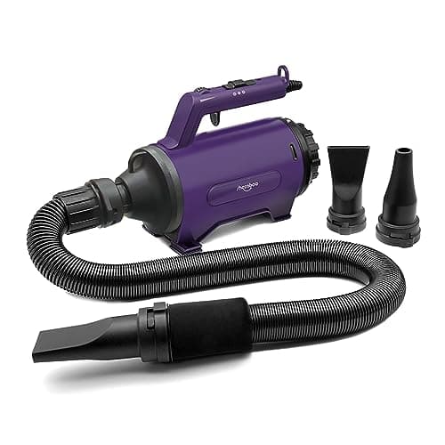 shernbao Secador de Pelo para Perros, secador de Pelo para Mascotas, secador de Pelo para Mascotas con Calentador, regulación de Velocidad Continua, 3,8 HP(Violeta)