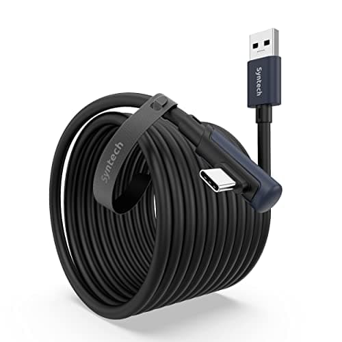 Syntech Cable Link de 6 Metros Compatible con Quest2/Pro y Pico4/Pro Accesorios y PC/Steam VR, Transferencia de Datos de Alta Velocidad, Cable Link USB 3.0 a USB C para Auriculares VR, Negro