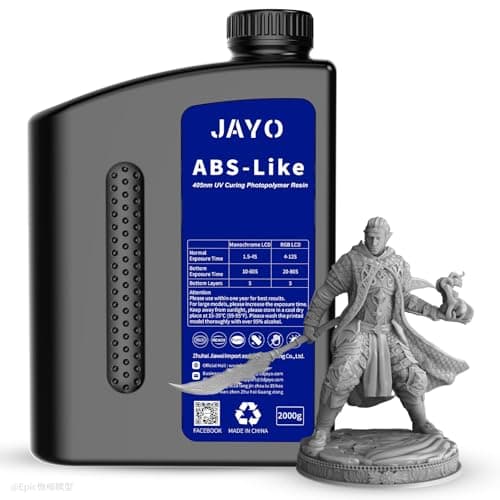 JAYO Resina para Impresora 3D 2KG, ABS-Like Resina 405nm UV Standard Rápida para Impresión 3D 4K/6K/8K LCD/DLP/SLA, No Quebradiza, Alta Precisión, Bajo Olor, Gris 2000g