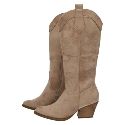 ZAPATOP 168-611 Botas Camperas en Color Beige para Mujer, tacón de 5cm y diseño Clasico, Bonito y cómodo, con Cremallera Mujer Botas Beige 38