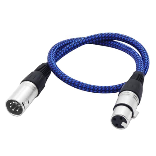 LANMINGLEL Cable de micrófono XLR de metal corto de 0,5 m XLR macho de 5 pines a 3 pines hembra para altavoces, micrófonos y más