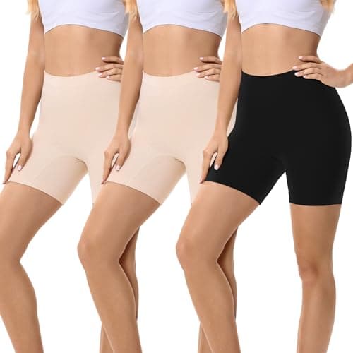 FALARY Leggings Cortos Boxer Mujer Shorts Bragas Pantalones Calzoncillos Panties M Anti Fricción de Los Vestidos Pack de 3 Beis*2 Negro
