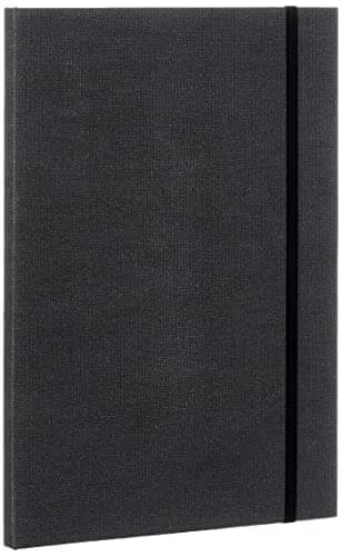 Bigso Box of Sweden Carpeta Din A4 Con Goma Elástica - Portadocumentos de Tablero de Fibras y Papel Con Aspecto de Lino - Para Documentos, Actas, Archivos - Negro