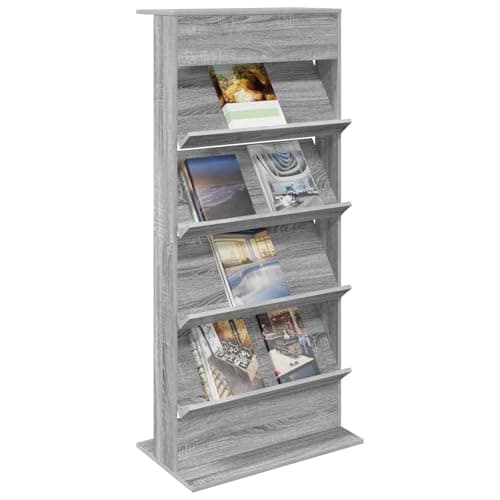 vidaXL Estante de revistas con Estante Gris Sonoma 70 x 41 x 156 cm, Estante para Sala de Estar, Soporte Moderno, Marco de Madera Resistente, Soporte Independiente para revistas, Ahorro de Espacio EF