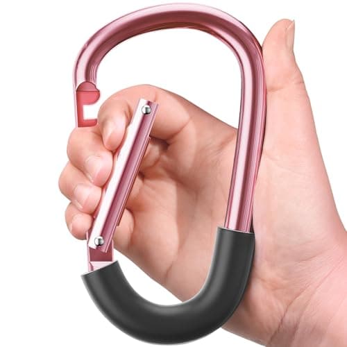 SURDOCA Gancho Carro Bebé para Mamá, Mosquetón para Colgar Bolsas y Compras, Accesorio Cochecito, 1 Todo Rosa