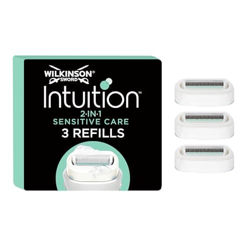 Wilkinson Sword Intuition Sensitive Care - Pack de 3 Recambios Intuition con Bandas Protectoras e Hidratantes de Aloe Vera, Vitamina E y Vitamina B5 - 3 Recambios